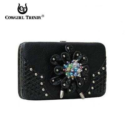 Black Western Cowgirl Hard Case Wallet - FBE 4326