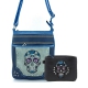 Black 'Sugar Skull' Embroider Messenger Bag Set - PTF7578