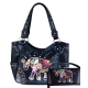 Black Concealed Elephant Embroidery Studded Bag Set - G980W147