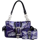 Purple Premium Buckle Embroidery Conceal Handbag Set - G939W156