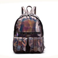 Pewter Holographic Dual Pocket Backpack - HAR2 5685