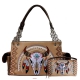 Tan SK Steer Head Embroidery Concealed Handbag Set - G939W208