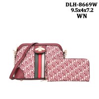 Wine 2 IN 1 Signature Inspired Cross body Bag Set - DLH-8669W