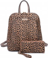 STONE 2IN1 LEOPARD BACKPACK WITH MATCHING WALLET