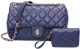 NAVY 2 IN 1 QUILTED FASHION MESSENGER BAG