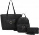 BLACK 3IN1 FASHION SHOPPER BACKPACK AND CLUTCH SET