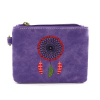 Purple Western Coin Purse Wallet Pouch Makeup Bag - PTF17325