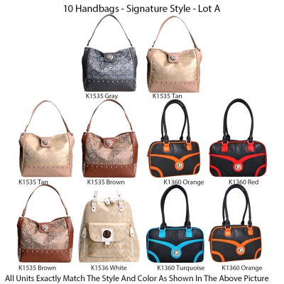 10 Handbags Signature Style Close Out - Lot A