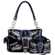 Black Premium Buckle Embroidery Concealed Handbag Set - G939W156