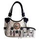 Beige Tribal Feather Embroidery Concealed Handbag Set - G980W148