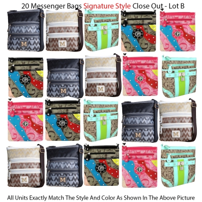 20 Messenger Bags Signature Style Close Out Collection - Lot B
