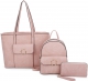 PINK 3IN1 FASHION SHOPPER BACKPACK AND CLUTCH SET