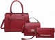 WINE 3IN1 SMOOTH PLAIN SATCHEL BAG WITH BAG AND CLUTCH SET