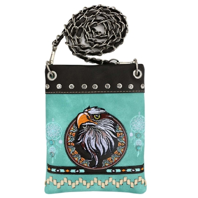 Turq Western Eagle Conceal Embroidery Messenger Bag - 2030W221