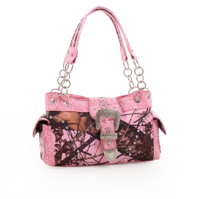 Pink 'Mossy Pine' Structured Satchel Bag - MT1-40020P MP