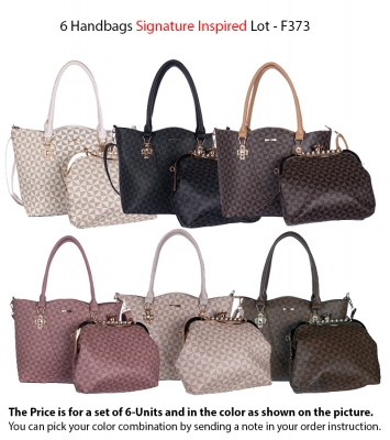 6 Handbags Signature Inspired Lot - F373