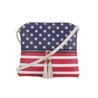 Ivory US Flag Tassel Zipper Messenger Bag - XB2038
