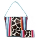 Teal 2 IN 1 Giraffe Multi-Striped Tote Handbag Set - SERA 5435G