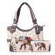 Beige Concealed Elephant Embroidery Studded Bag Set - G980W147