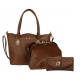 Brown 3 IN 1 Signature Inspired Fashion Handbag Set - F373