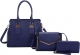 BLUE 3 IN 1 PLAIN TOTE BAG WITH MESSENGER AND WALLET SET