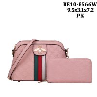 Pink 2 IN 1 Elegance Signature Cross body Bag Set - BE10-8566W