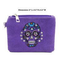 Purple 'Sugar Skull' Western Embroider Wallet - PTF17185
