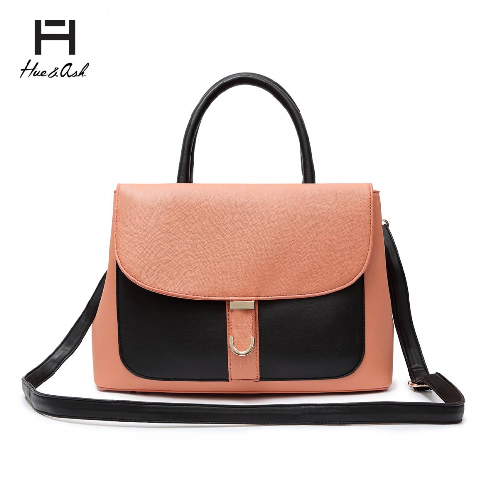 Black Two Tone Designer inspired Flap Handbag - HNA 2046 - Click Image to Close