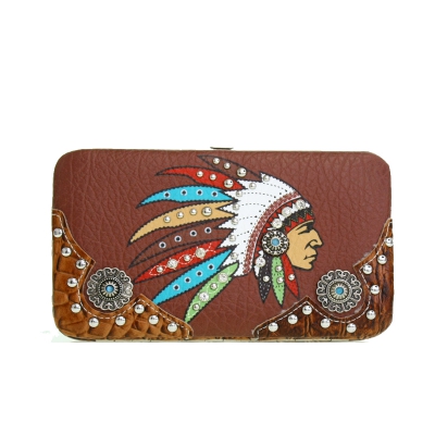 Brown Western Hard Case Collection Wallet - AIN 4326