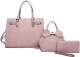 PINK 3 IN 1 SMOOTH PLAIN TOTE BAG WITH MINI BAG AND CLUTCH SET