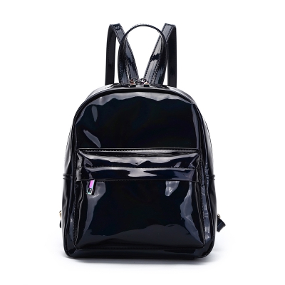 Black Holographic Zipper Pocket Backpack - HAR2 5686