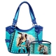 Turq Premium Horse Embroidery Concealed Handbag Set - G980W193
