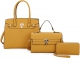 MUSTARD 3IN1 FASHION SMOOTH KEY LOCK TOTE BAG WITH MINI BAG AND