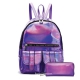 Purple Holographic Dual Pocket Backpack With Wallet - HAR2 5685