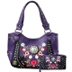 Purp Western Concho Embroidery Concealed Handbag Set - G980W181