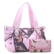 Pink "Mossy Pine" Camouflage Print Handbag & Wallet - MT1-2228