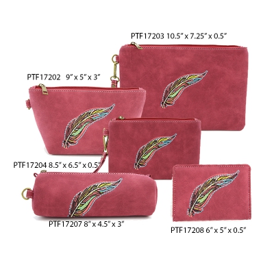 Red Wine Travel Makeup Wallet Pouch Bag Close Out - 5 piece Set
