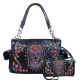 Black Western Concealed Skull Embroidery Bag Set - GSK939W117