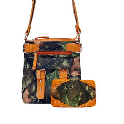 Orange Western Leaves & Trees Messenger Bag Set - FML12 4690