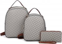COFFEE 3IN1 TRIANGLE MONOGRAM PLAIN BACKPACK WITH MATCHING BAG A