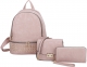 PINK 3 IN 1 FASHION SMOOTH BACKPACK WITH MATCHING BAGS AND WALL