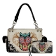 Beige Premium Owl Embroidery Concealed Handbag Set - G939W153