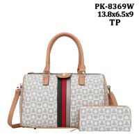 Taupe 2 IN 1 Bee With Signature Print Bag Wallet Set - PK-8369W