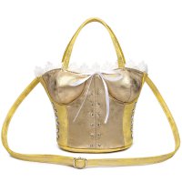 Yellow Corset Accented Double Handle Satchel Handbag - CRST 5765