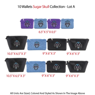 12 Wallets 'Sugar Skull ' Collection - Lot A
