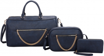 Navy 3 IN1 Big Handbags with Middle Messenger and Wallet