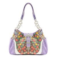 Lavender Western 'Multi Polka Dot' W/Buckle Handbag - POR 5214