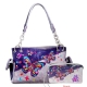 Purp Butterfly Conceal Embroider Rhinestone Handbag - G939W217