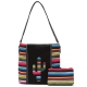 Black Rainbow With Cactus Serape Hobo Handbag - SER 5435