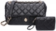 BLACK 2 IN 1 QUILTED FASHION MESSENGER BAG